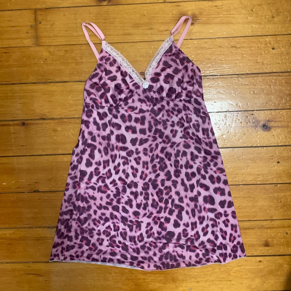 pink & purple shimmery cheetah print slip dress